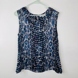 Kasper Womens Top Blouse‎ Size L Round Neck Animal Print Sleeveless